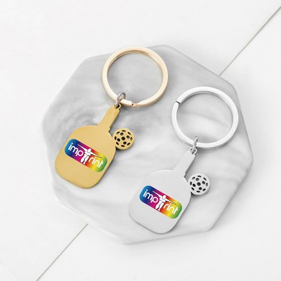 Stainless Steel Pickleball Keychain